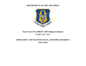 DEPARTMENT OF THE AIR FORCE OPERATION AND MAINTENANCE, AIR FORCE RESERVE