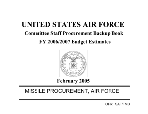 MISSILE PROCUREMENT, AIR FORCE Committee Staff Procurement Backup Book