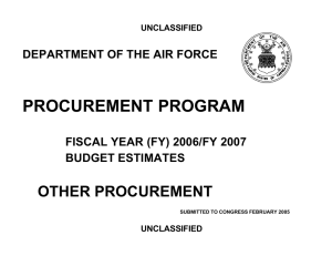 PROCUREMENT PROGRAM OTHER PROCUREMENT DEPARTMENT OF THE AIR FORCE