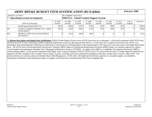 ARMY RDT&amp;E BUDGET ITEM JUSTIFICATION (R2 Exhibit) February 2006