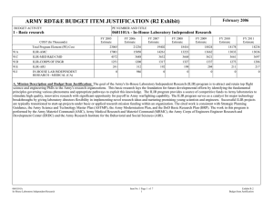 ARMY RDT&amp;E BUDGET ITEM JUSTIFICATION (R2 Exhibit) February 2006