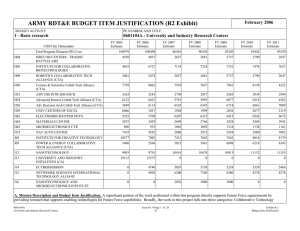 ARMY RDT&amp;E BUDGET ITEM JUSTIFICATION (R2 Exhibit) February 2006