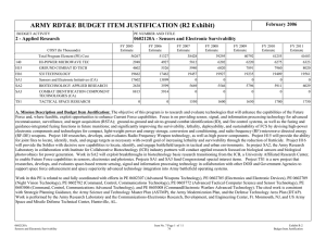 ARMY RDT&amp;E BUDGET ITEM JUSTIFICATION (R2 Exhibit) February 2006