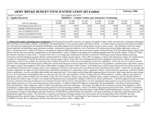 ARMY RDT&amp;E BUDGET ITEM JUSTIFICATION (R2 Exhibit) February 2006