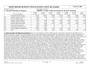 ARMY RDT&amp;E BUDGET ITEM JUSTIFICATION (R2 Exhibit)