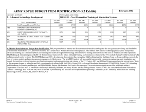 ARMY RDT&amp;E BUDGET ITEM JUSTIFICATION (R2 Exhibit)