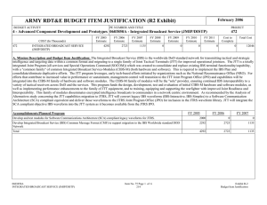 ARMY RDT&amp;E BUDGET ITEM JUSTIFICATION (R2 Exhibit)