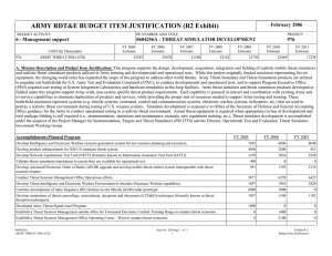 ARMY RDT&amp;E BUDGET ITEM JUSTIFICATION (R2 Exhibit) February 2006