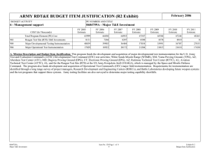 ARMY RDT&amp;E BUDGET ITEM JUSTIFICATION (R2 Exhibit) February 2006