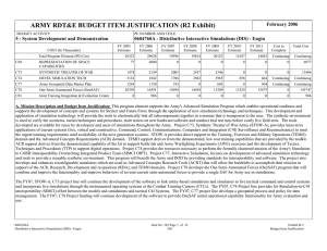 ARMY RDT&amp;E BUDGET ITEM JUSTIFICATION (R2 Exhibit)