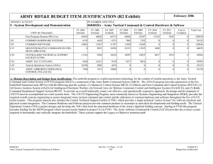 ARMY RDT&amp;E BUDGET ITEM JUSTIFICATION (R2 Exhibit)