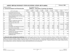 ARMY RDT&amp;E BUDGET ITEM JUSTIFICATION (R2 Exhibit) February 2006