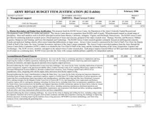 ARMY RDT&amp;E BUDGET ITEM JUSTIFICATION (R2 Exhibit) February 2006