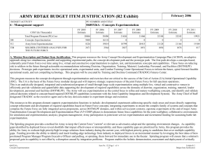 ARMY RDT&amp;E BUDGET ITEM JUSTIFICATION (R2 Exhibit) February 2006