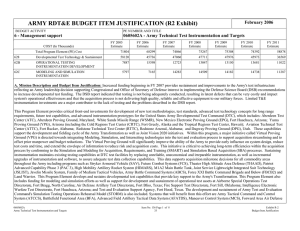 ARMY RDT&amp;E BUDGET ITEM JUSTIFICATION (R2 Exhibit) February 2006