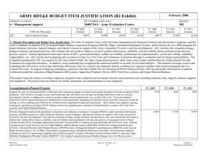 ARMY RDT&amp;E BUDGET ITEM JUSTIFICATION (R2 Exhibit) February 2006