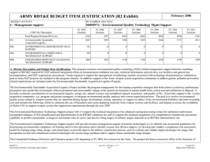 ARMY RDT&amp;E BUDGET ITEM JUSTIFICATION (R2 Exhibit) February 2006