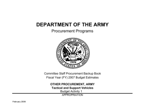 DEPARTMENT OF THE ARMY Procurement Programs Committee Staff Procurement Backup Book