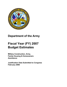 Fiscal Year (FY) 2007 Budget Estimates Department of the Army