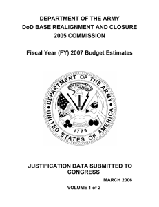 DEPARTMENT OF THE ARMY DoD BASE REALIGNMENT AND CLOSURE 2005 COMMISSION