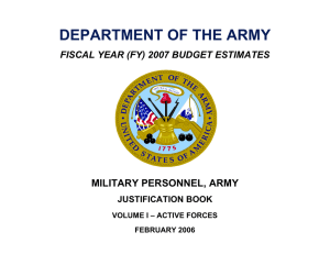 DEPARTMENT OF THE ARMY MILITARY PERSONNEL, ARMY JUSTIFICATION BOOK