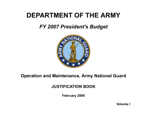 DEPARTMENT OF THE ARMY FY 2007 President's Budget JUSTIFICATION BOOK