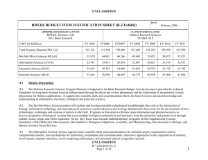 RDT&amp;E BUDGET ITEM JUSTIFICATION SHEET (R-2 Exhibit) UNCLASSIFIED