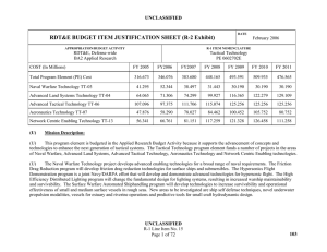 RDT&amp;E BUDGET ITEM JUSTIFICATION SHEET (R-2 Exhibit) UNCLASSIFIED