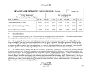 RDT&amp;E BUDGET ITEM JUSTIFICATION SHEET (R-2 Exhibit) UNCLASSIFIED