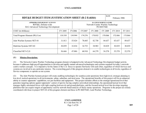 RDT&amp;E BUDGET ITEM JUSTIFICATION SHEET (R-2 Exhibit) UNCLASSIFIED