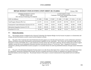 RDT&amp;E BUDGET ITEM JUSTIFICATION SHEET (R-2 Exhibit) UNCLASSIFIED