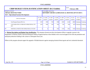 CBDP BUDGET ITEM JUSTIFICATION SHEET (R-2 Exhibit)