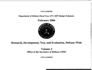 1 February 2006 Research, Development, Test, and Evaluation, Defense-Wide Volume 3