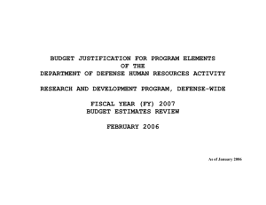 BUDGET JUSTIFICATION FOR PROGRAM ELEMENTS OF THE