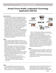 Armed Forces Health Longitudinal Technology Application (AHLTA)