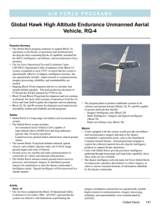 Global Hawk High Altitude Endurance Unmanned Aerial Vehicle, RQ-4