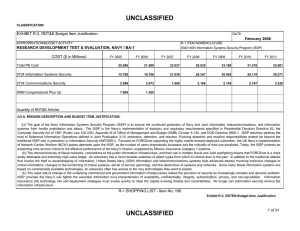 UNCLASSIFIED EXHIBIT R-2, RDT&amp;E Budget Item Justification February 2006