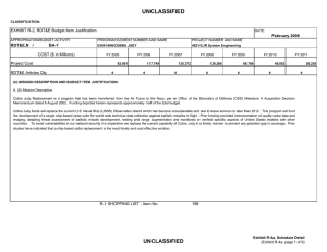 UNCLASSIFIED EXHIBIT R-2, RDT&amp;E Budget Item Justification COST ($ in Millions) February 2006