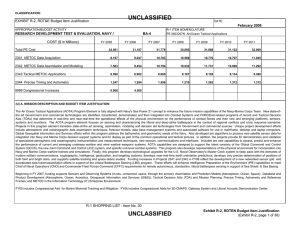 UNCLASSIFIED EXHIBIT R-2, RDT&amp;E Budget Item Justification COST ($ in Millions) February 2006