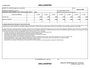 UNCLASSIFIED EXHIBIT R-2, RDT&amp;E Budget Item Justification COST ($ in Millions) February 2006