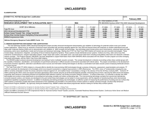 UNCLASSIFIED EXHIBIT R-2, RDT&amp;E Budget Item Justification COST ($ in Millions) February 2006