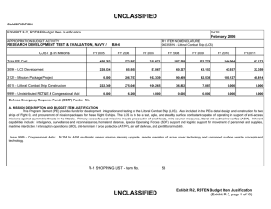 UNCLASSIFIED EXHIBIT R-2, RDT&amp;E Budget Item Justification COST ($ in Millions) February 2006