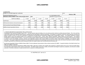 UNCLASSIFIED EXHIBIT R-2, RDT&amp;E Budget Item Justification COST ($ in Millions)