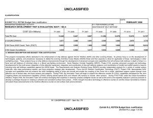 UNCLASSIFIED EXHIBIT R-2, RDT&amp;E Budget Item Justification COST ($ in Millions) FEBRUARY 2006