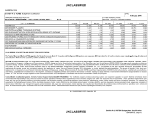 UNCLASSIFIED EXHIBIT R-2, RDT&amp;E Budget Item Justification COST ($ in Millions) February 2006