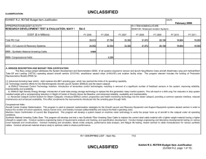 UNCLASSIFIED EXHIBIT R-2, RDT&amp;E Budget Item Justification COST ($ in Millions) February 2006