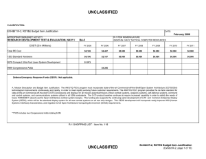 UNCLASSIFIED EXHIBIT R-2, RDT&amp;E Budget Item Justification COST ($ in Millions) February 2006