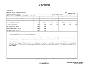 UNCLASSIFIED EXHIBIT R-2, RDT&amp;E Budget Item Justification COST ($ in Millions) FEBRUARY 2006