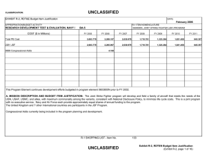 UNCLASSIFIED EXHIBIT R-2, RDT&amp;E Budget Item Justification COST ($ in Millions) February 2006