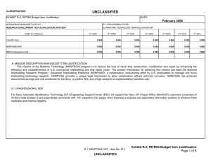 UNCLASSIFIED February 2006 EXHIBIT R-2, RDT&amp;E Budget Item Justification DATE: